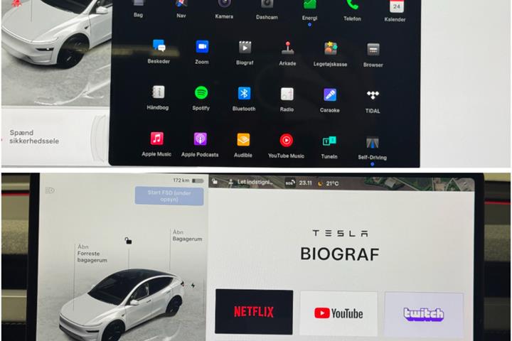 Hvid Tesla Model Y fra 2025