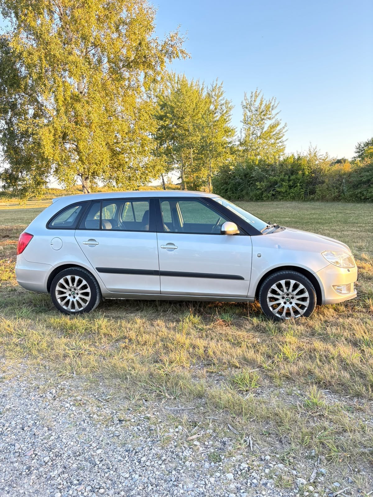 Grå Skoda Fabia fra 2012