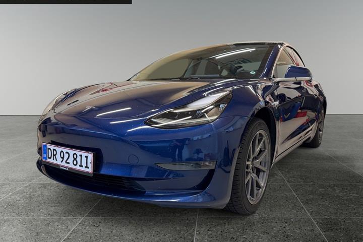 Blå Tesla Model 3 fra 2019