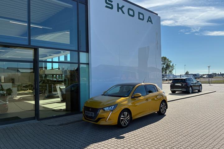 Gul Peugeot 208 fra 2020