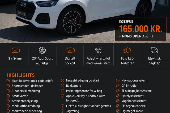 Hvid Audi Q5 fra 2022 set udefra