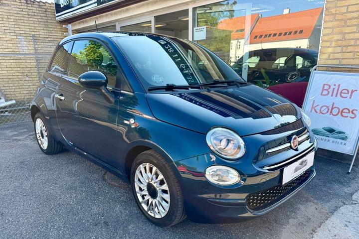 Blå Fiat 500 fra 2020