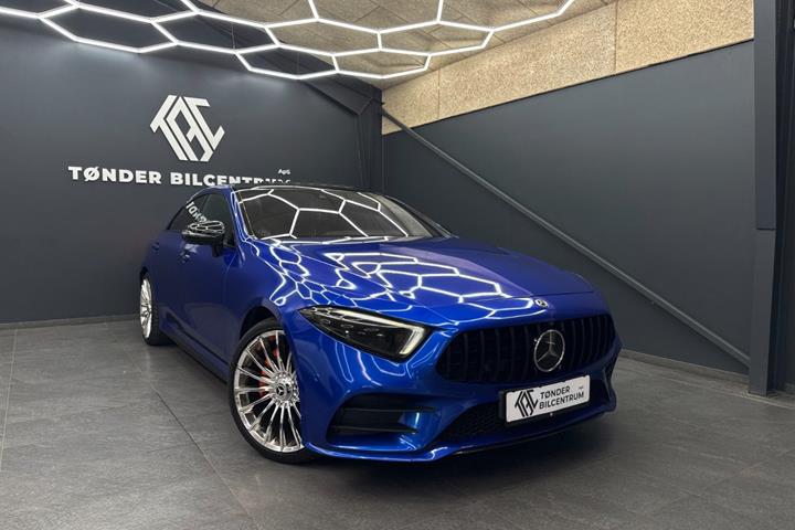 Blå Mercedes CLS450 fra 2018