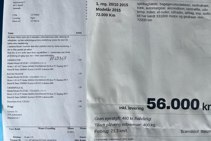 Blå Suzuki Celerio fra 2015