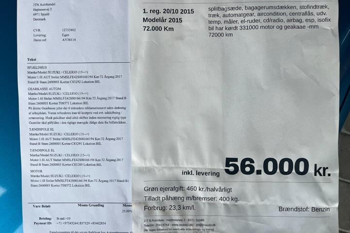 Blå Suzuki Celerio fra 2015