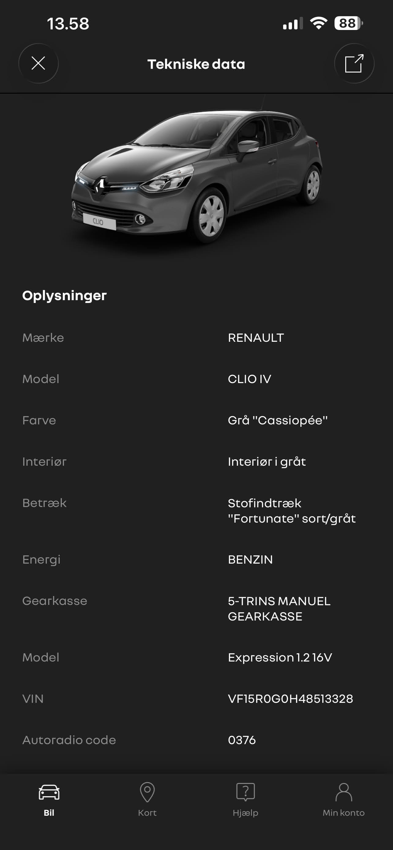 Grå Renault Clio IV fra 2013