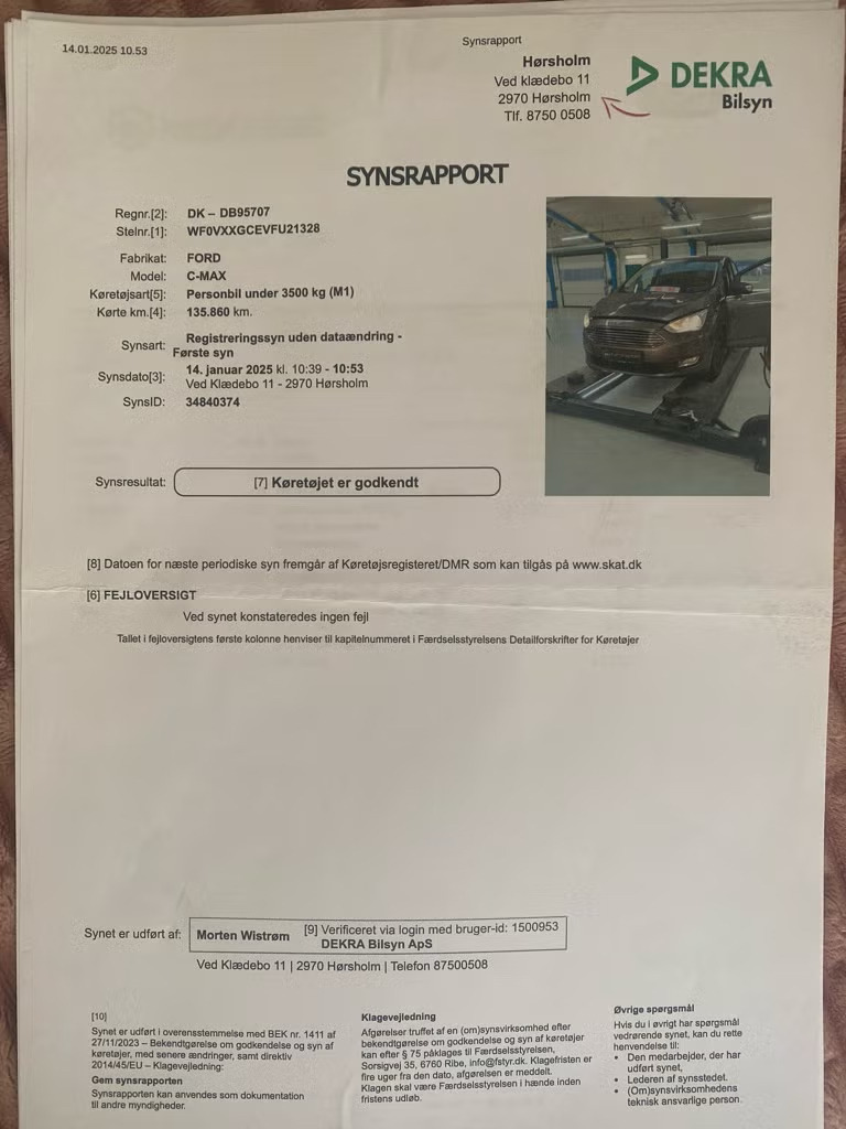 Grå Ford C-MAX fra 2015
