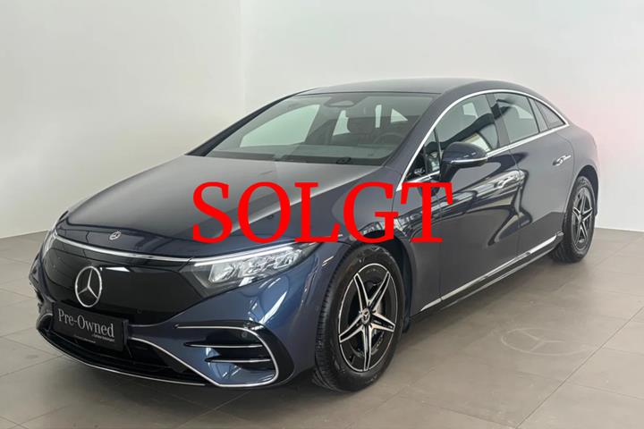 Blå Mercedes EQS450+ fra 2022 set udefra