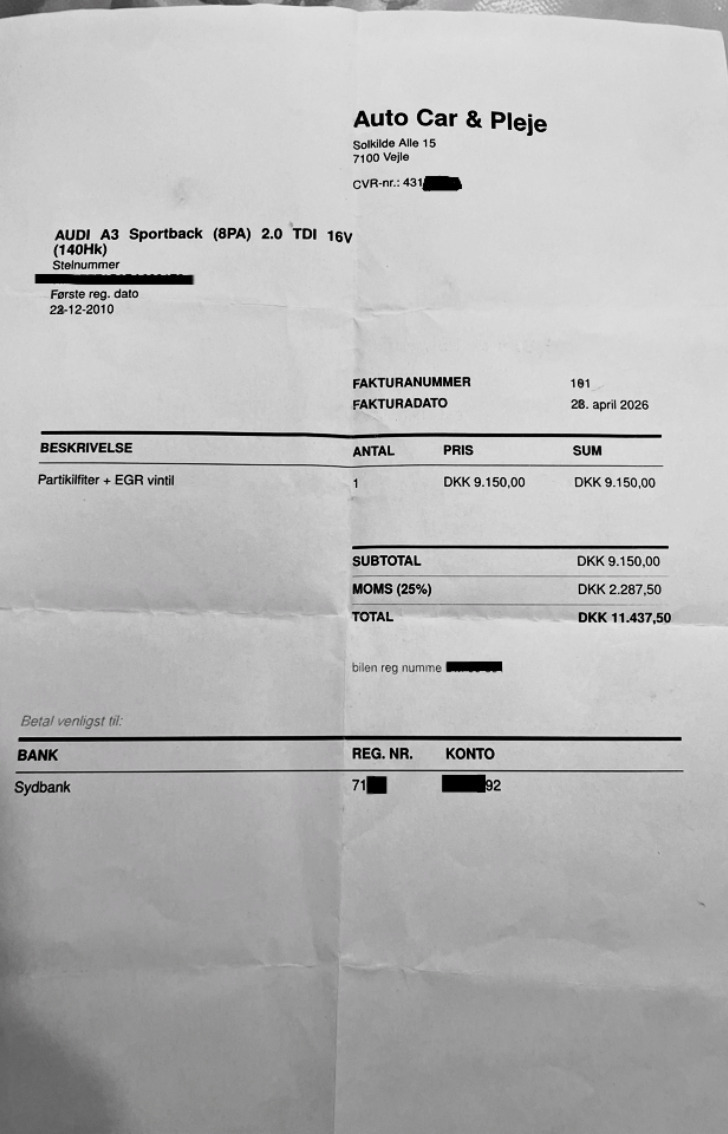 Sort Audi A3 fra 2010