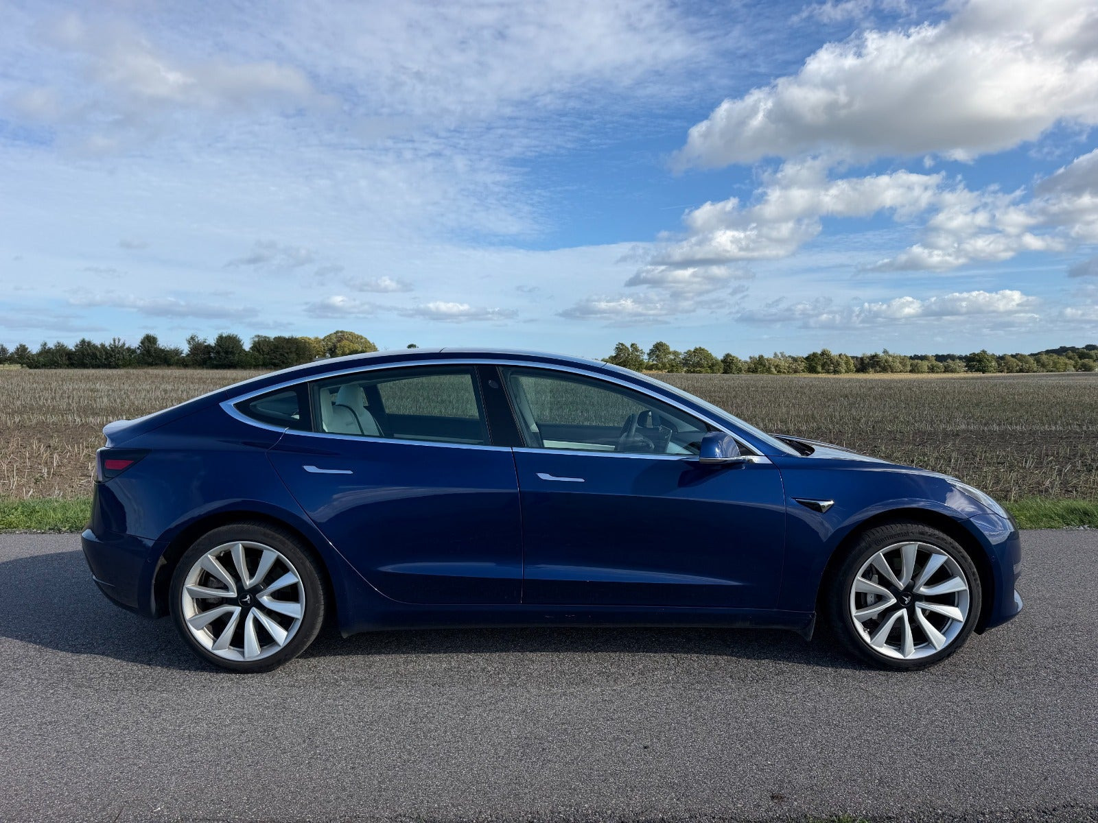 Blå Tesla Model 3 fra 2020