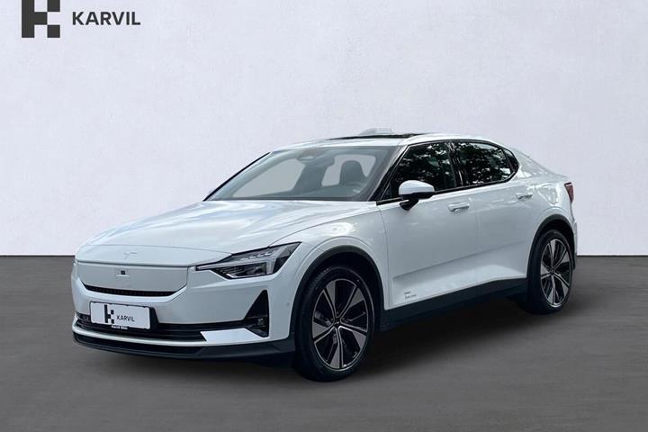 Hvid Polestar 2 fra 2024 set udefra
