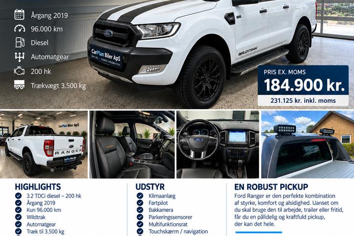 Hvid Ford Ranger fra 2019