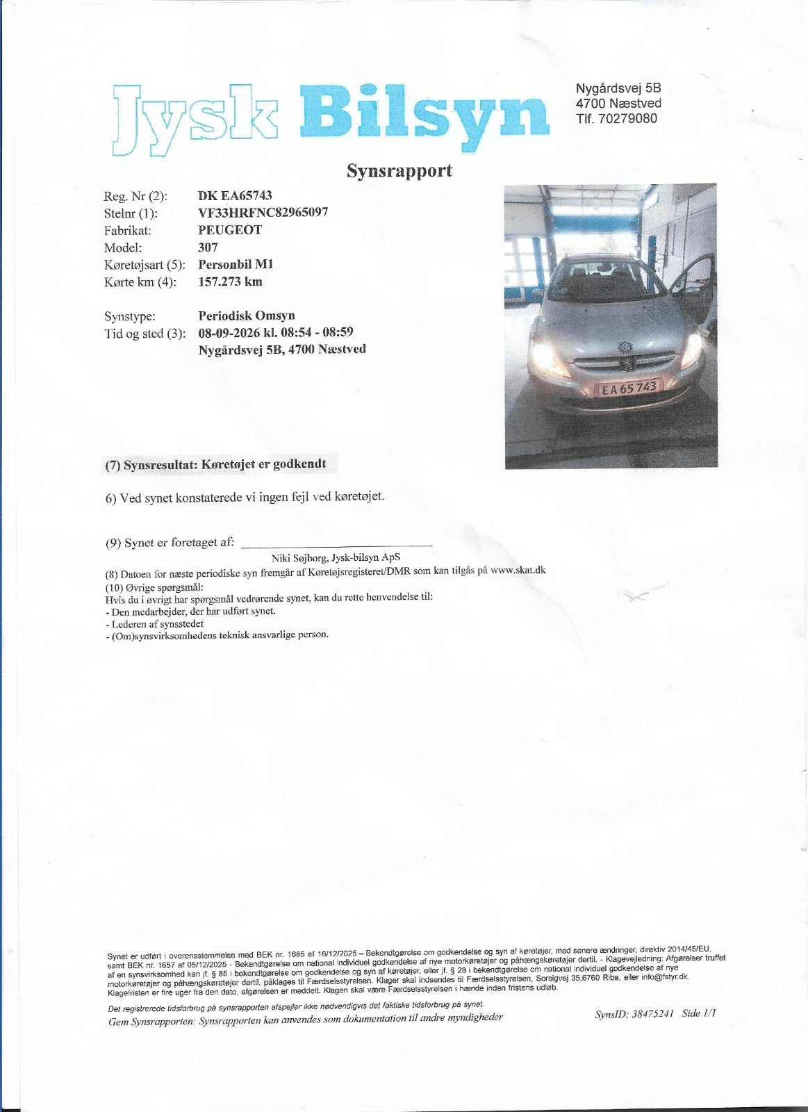 Sølv Peugeot 307 fra 2003