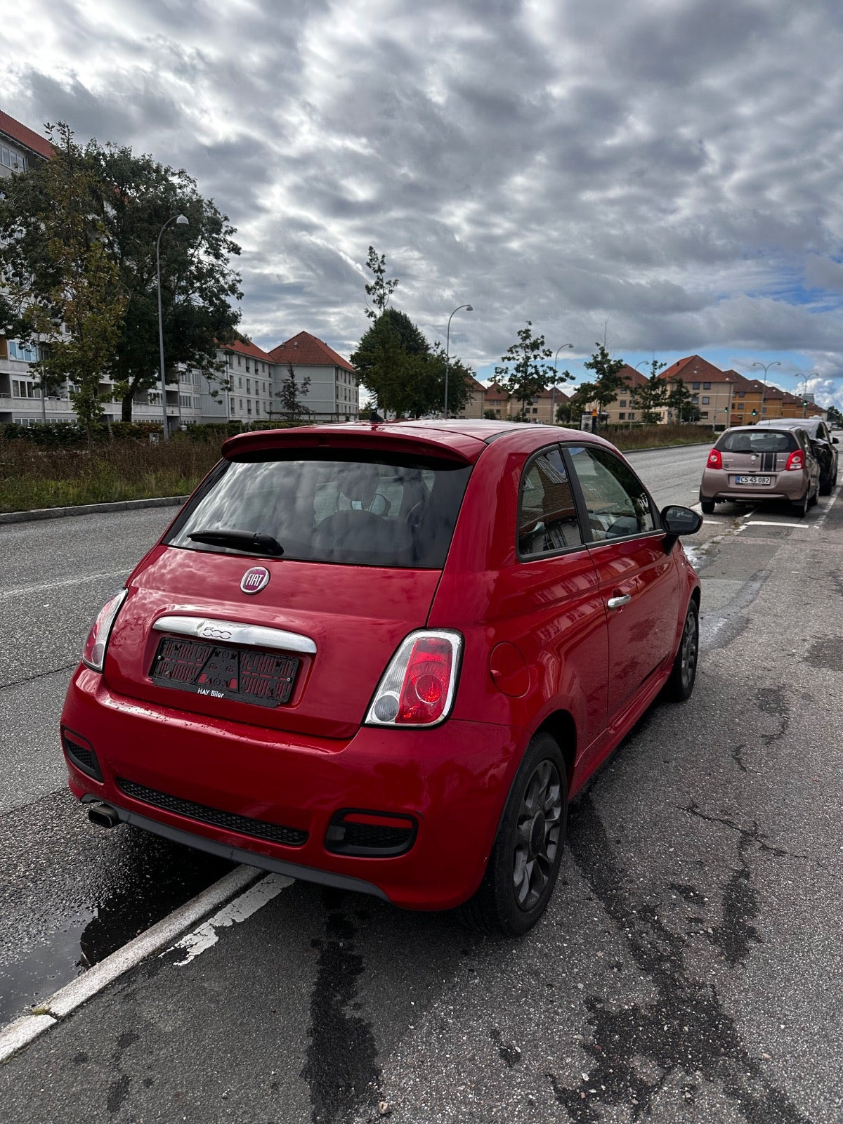 Rød Fiat 500 fra 2014