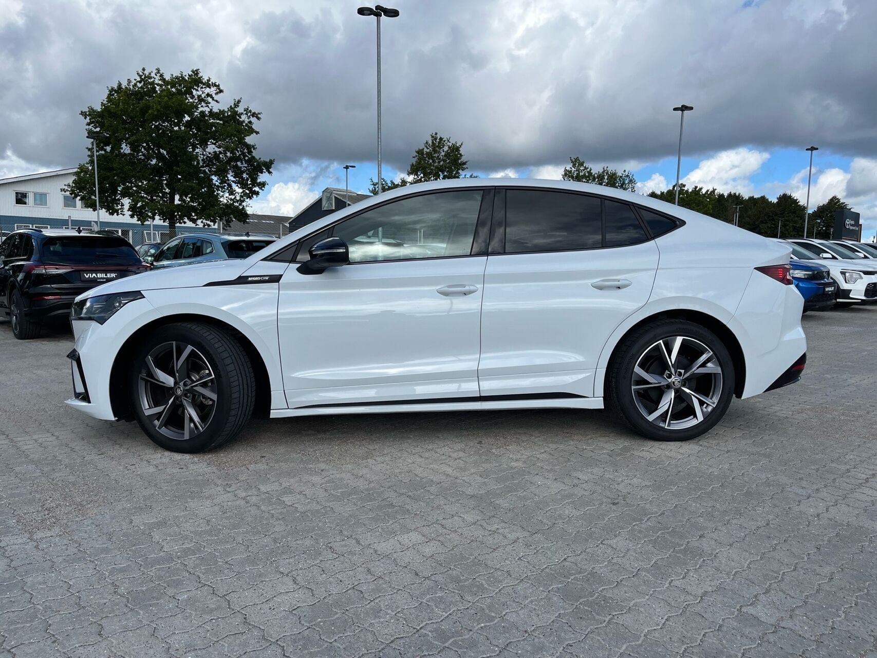 Hvid Skoda Enyaq fra 2024