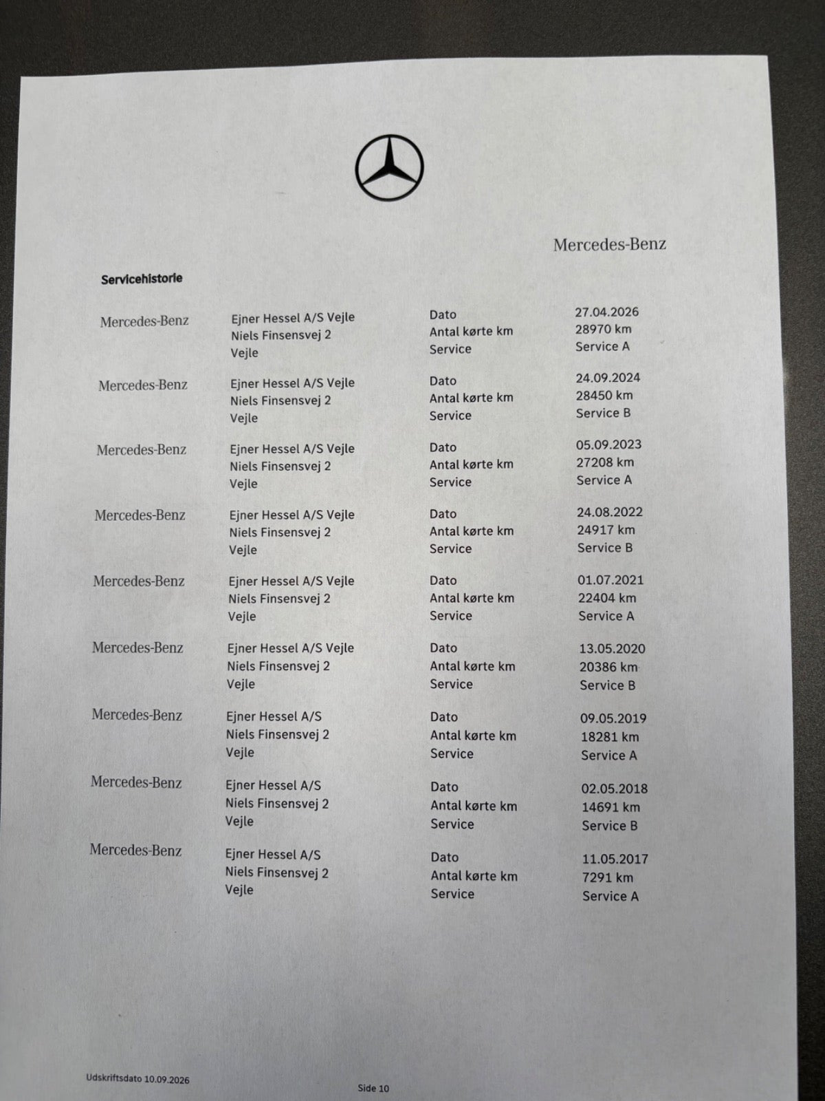 Grå Mercedes B180 fra 2016