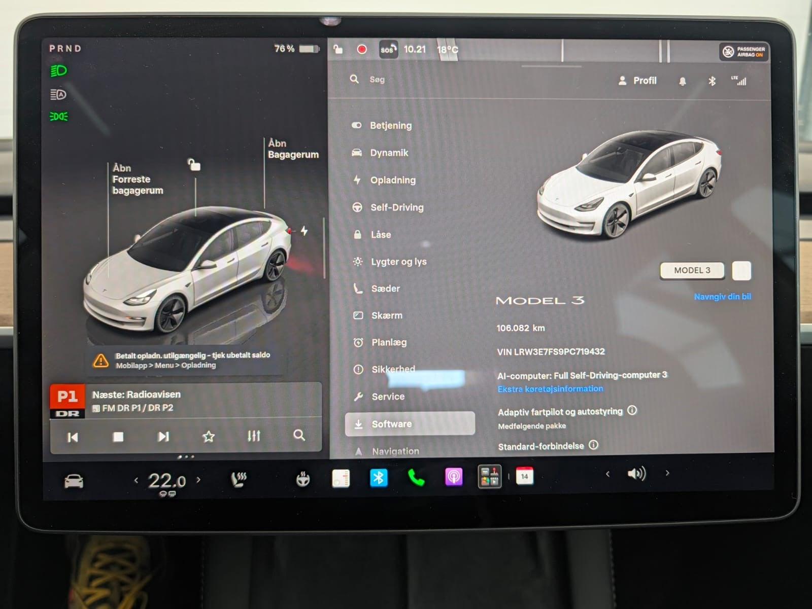 Hvid Tesla Model 3 fra 2022