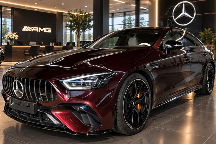 Gul Mercedes AMG GT 63 fra 2023