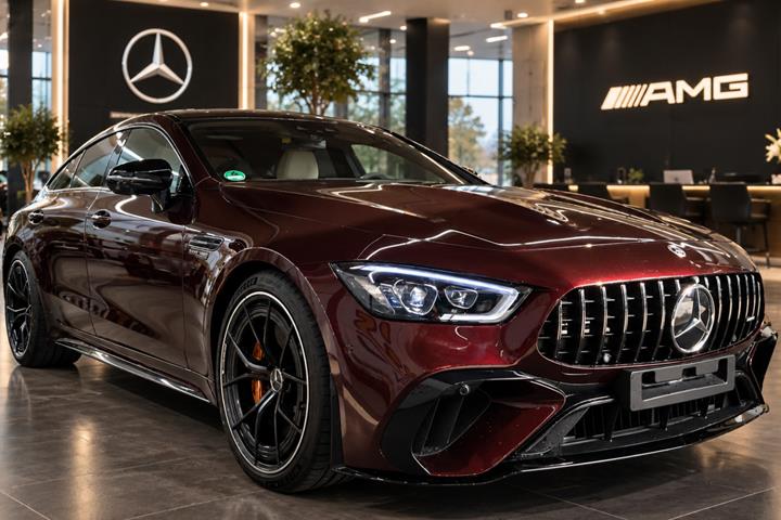Gul Mercedes AMG GT 63 fra 2023