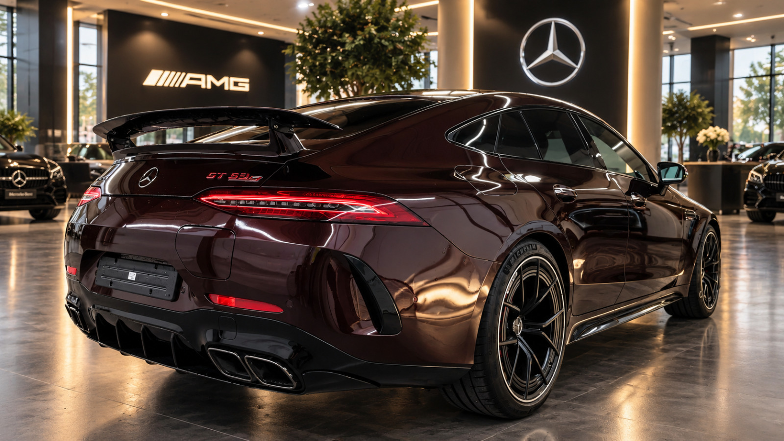 Gul Mercedes AMG GT 63 fra 2023