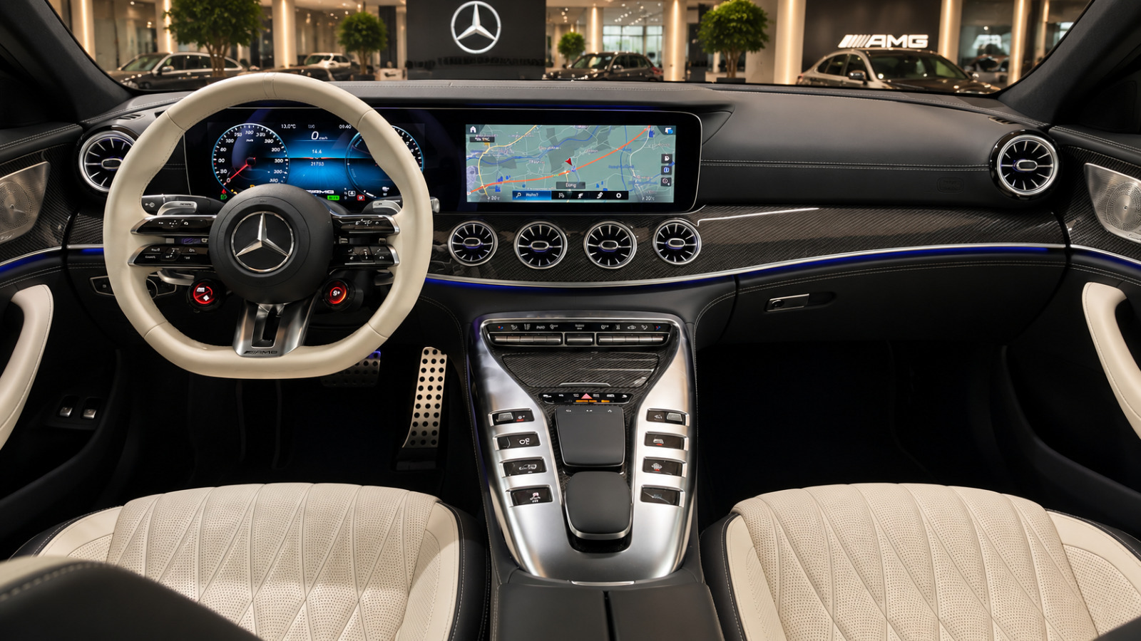 Gul Mercedes AMG GT 63 fra 2023