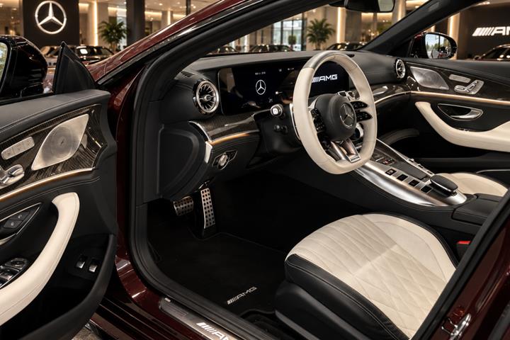 Gul Mercedes AMG GT 63 fra 2023