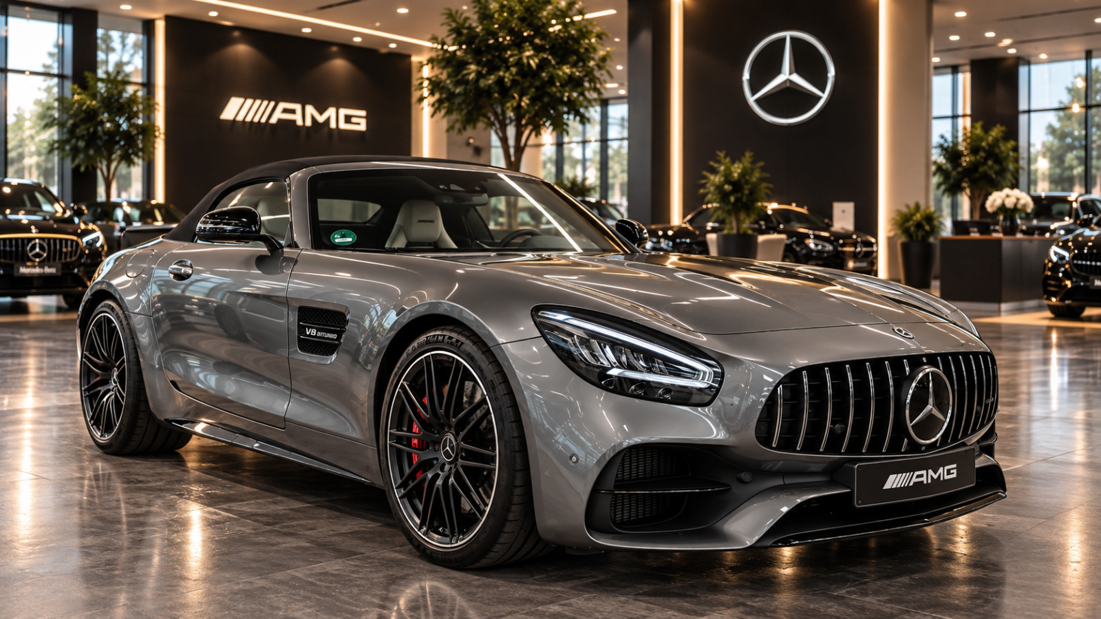 Grå Mercedes AMG GT C fra 2021