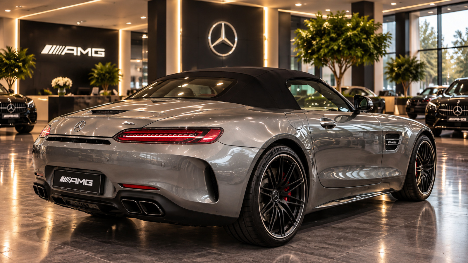 Grå Mercedes AMG GT C fra 2021