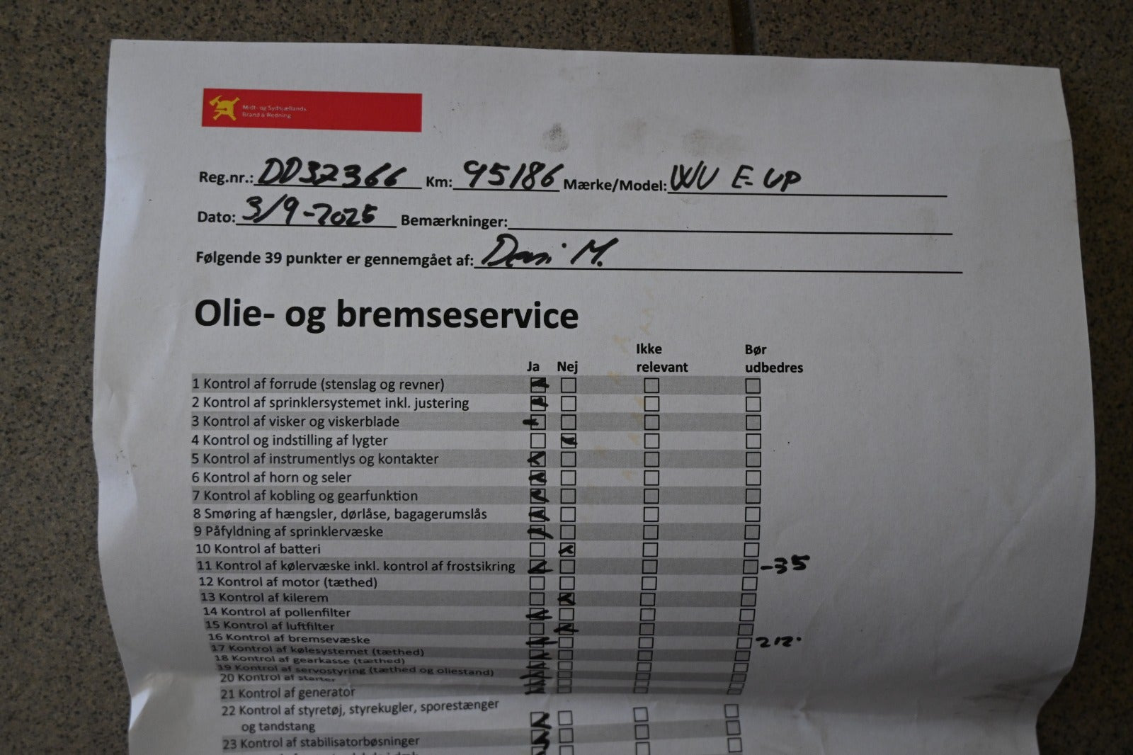 Rød VW E-UP! fra 2022