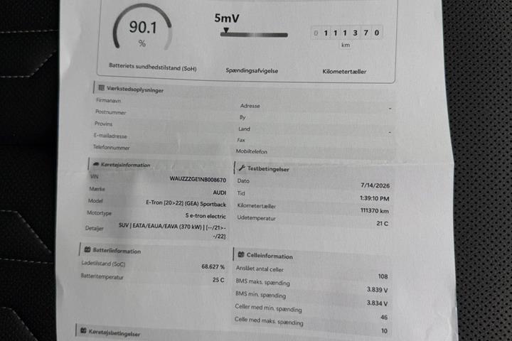 Blå Audi e-tron S fra 2022