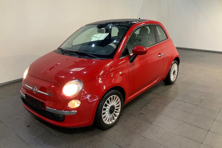 Rød Fiat 500 fra 2012