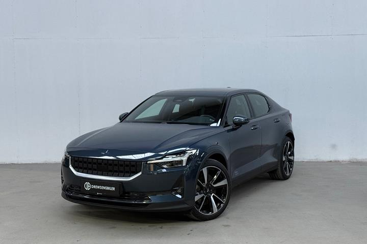 Blå Polestar 2 fra 2022 set udefra