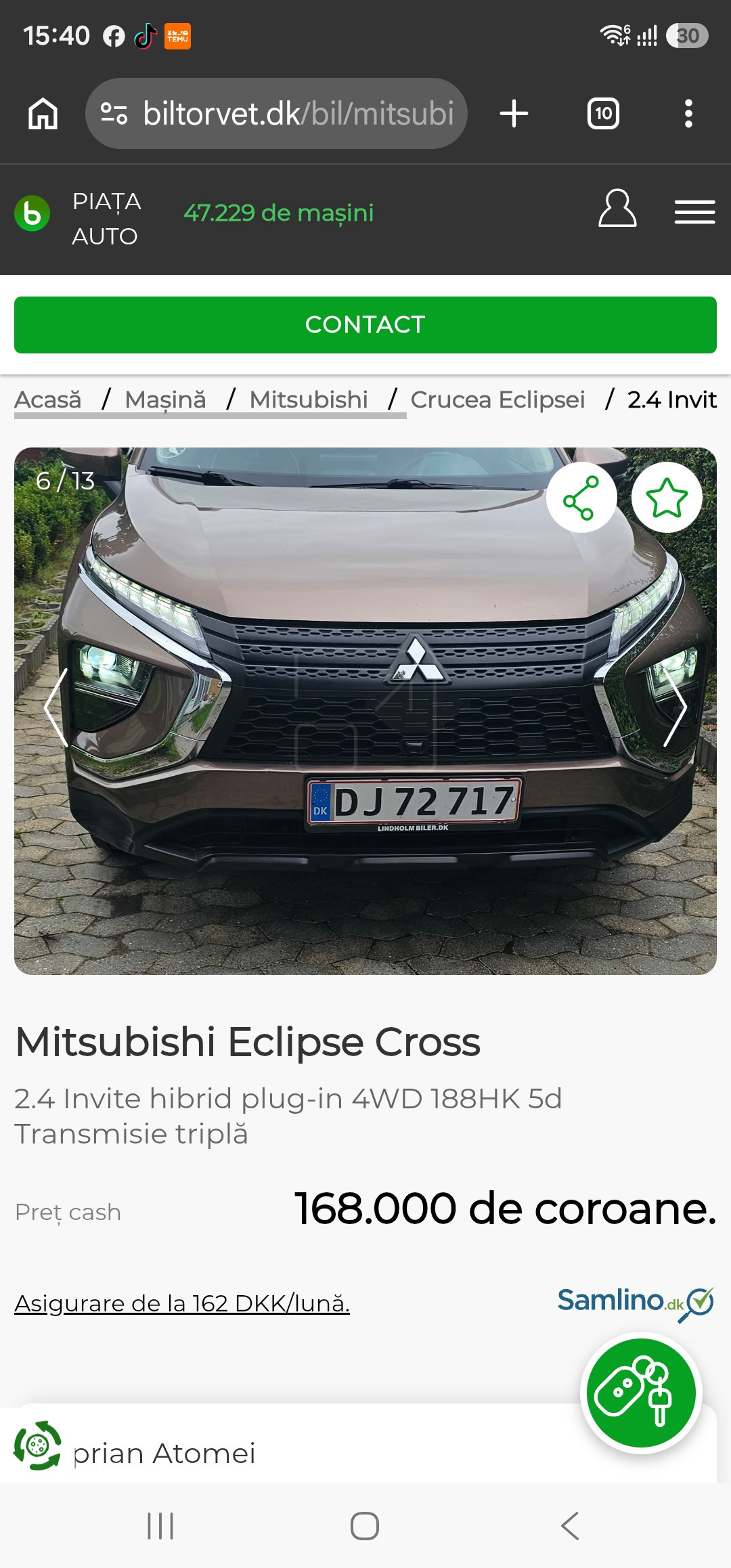 Mitsubishi Eclipse Cross 2,4 PHEV SUV 4WD