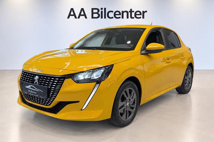 Gul Peugeot 208 fra 2021 set udefra
