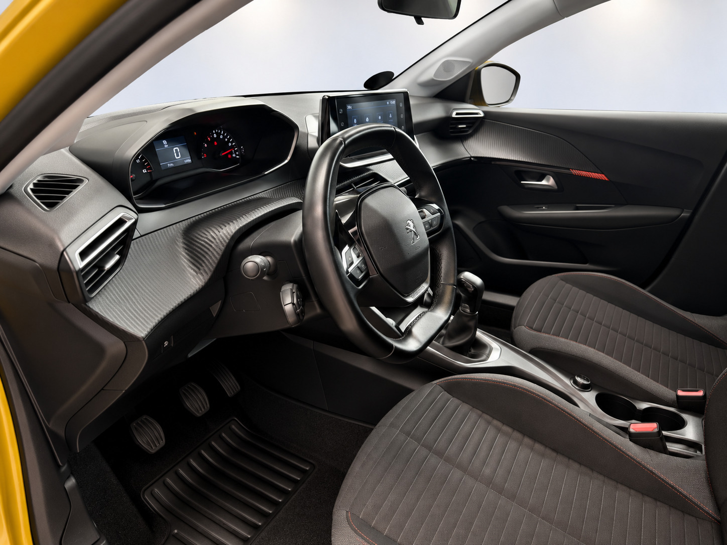 Gul Peugeot 208 fra 2021