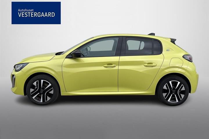 Gul Peugeot e-208 fra 2024