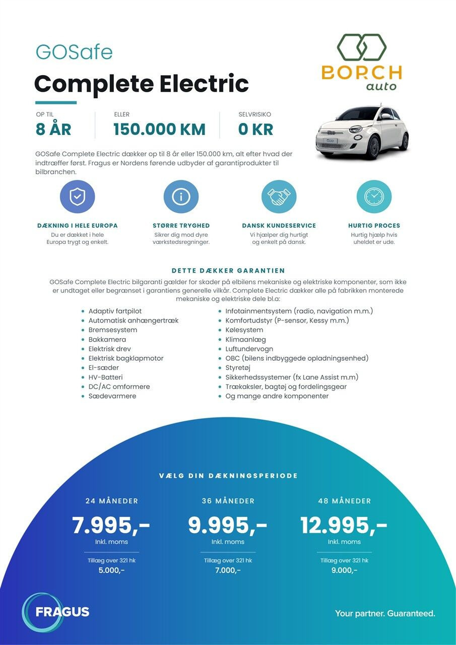 Hvid Fiat 500e fra 2023