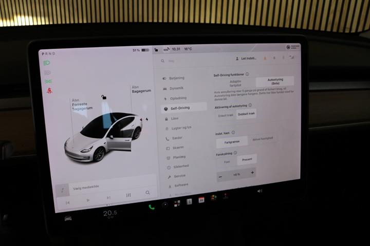 Grøn Tesla Model 3 fra 2021