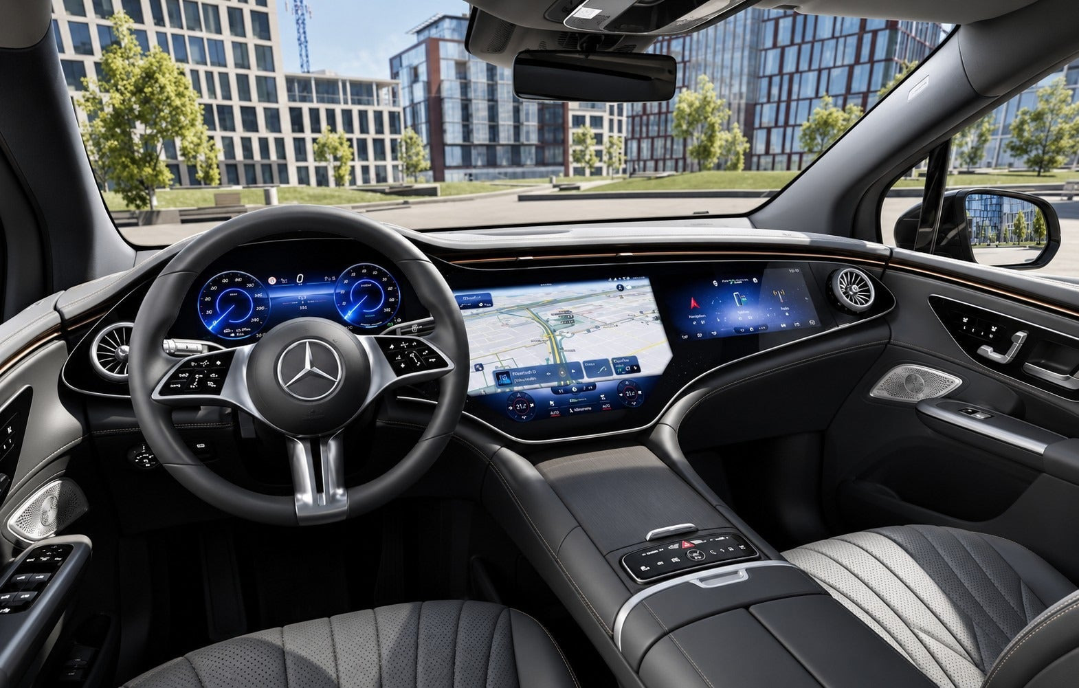 Grå Mercedes EQE500 SUV fra 2026