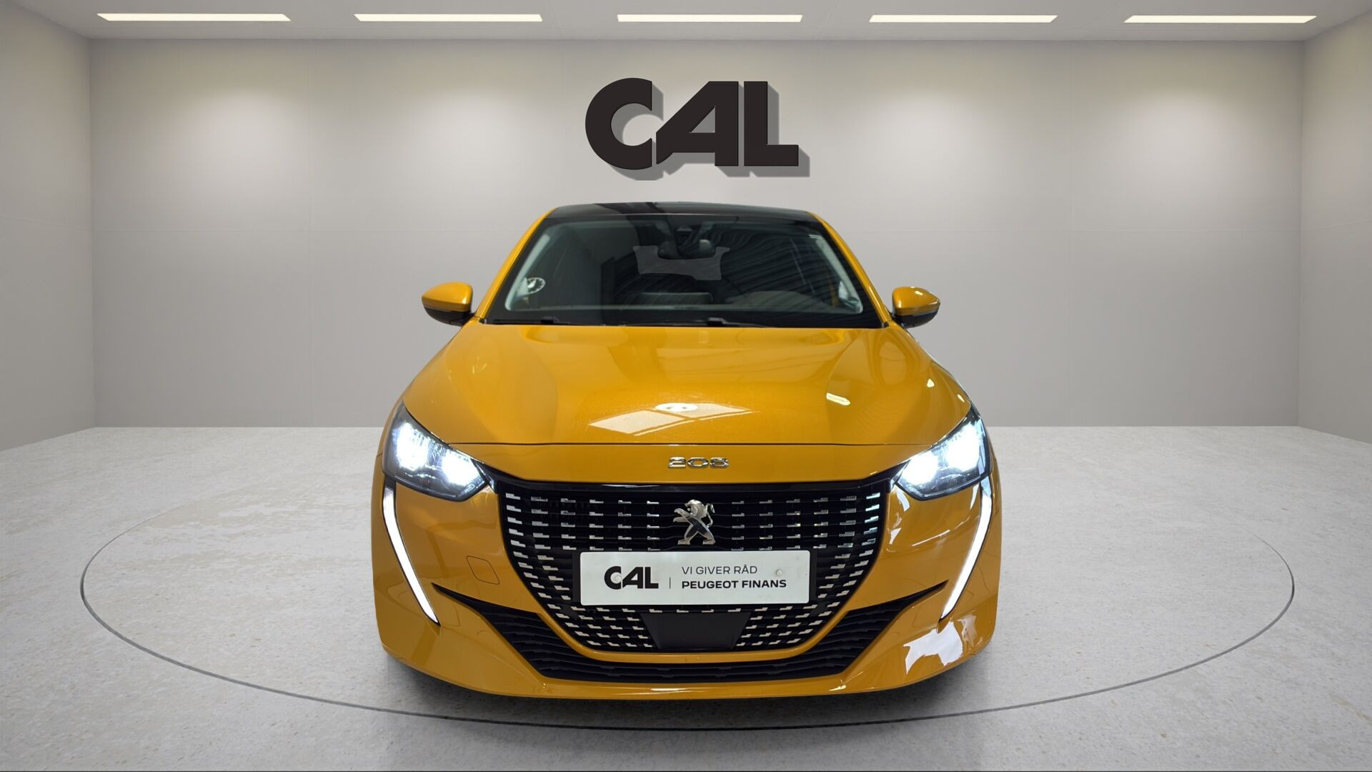Gul Peugeot 208 fra 2020