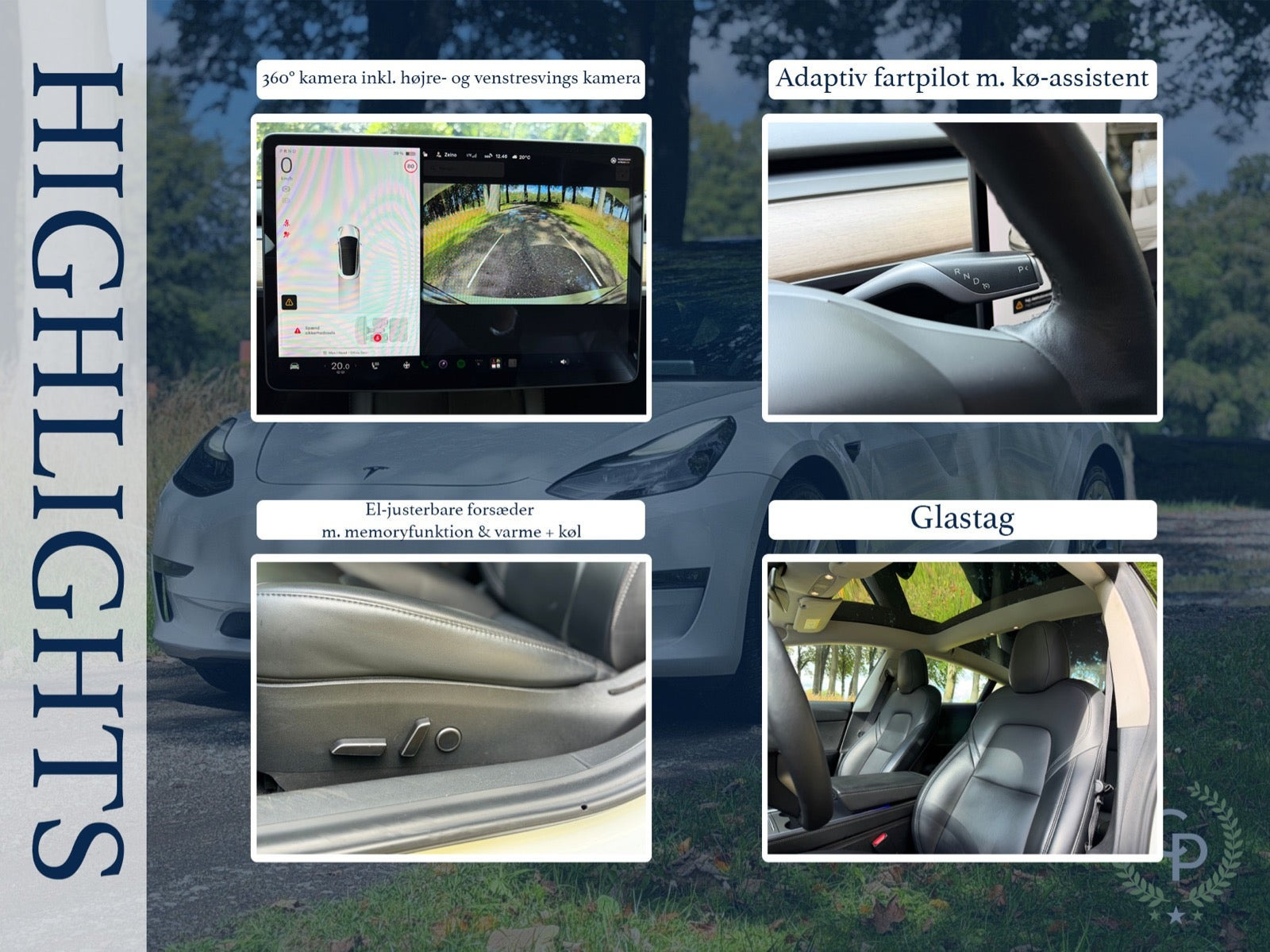 Hvid Tesla Model 3 fra 2021