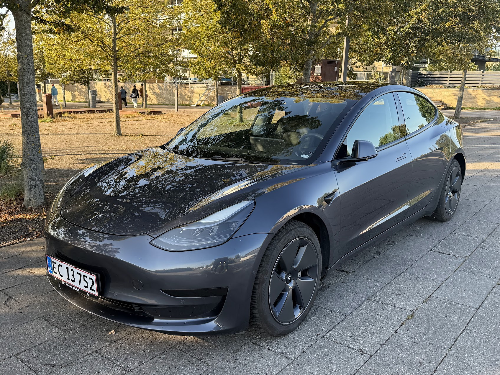 Grå Tesla Model 3 fra 2022