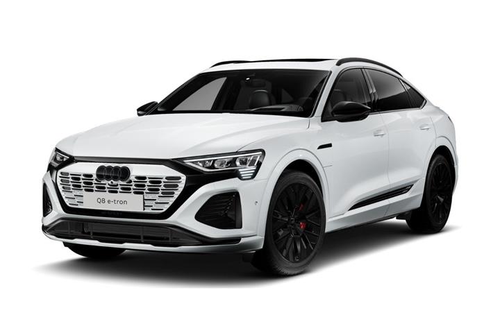 Gul Audi Q8 e-tron fra 2023 set udefra