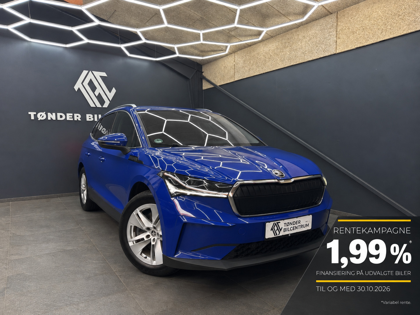 Blå Skoda Enyaq fra 2022