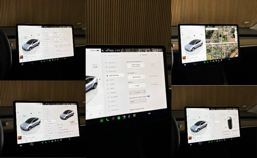 Sølv Tesla Model Y fra 2024