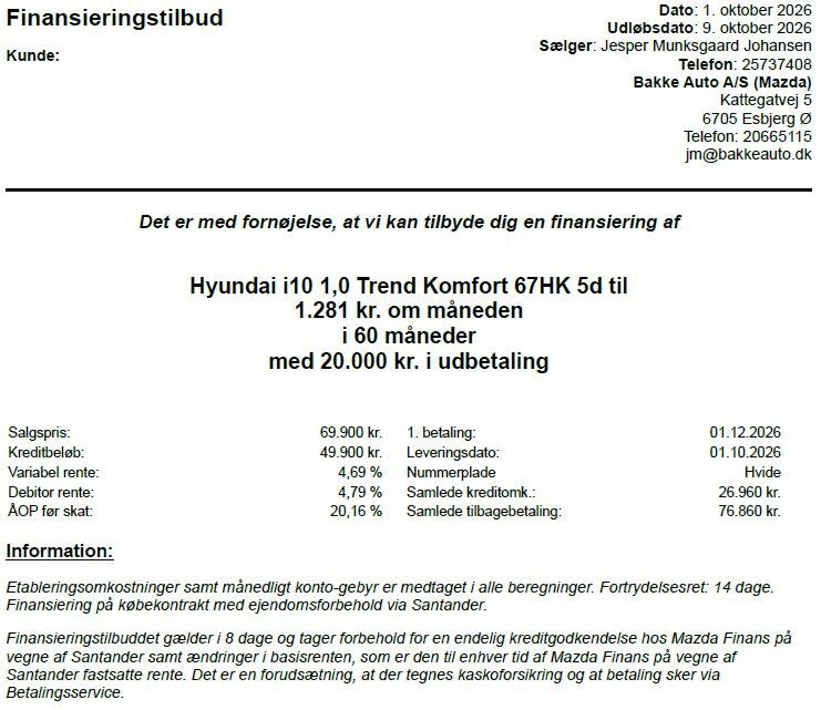 undefined Hyundai i10 fra 2020