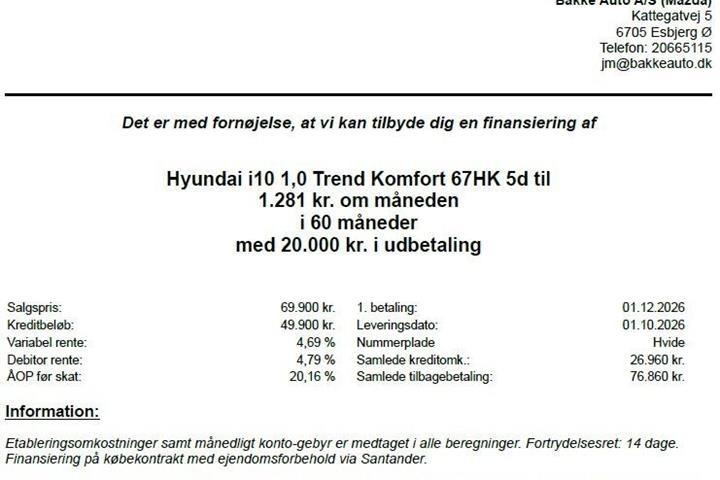 undefined Hyundai i10 fra 2020