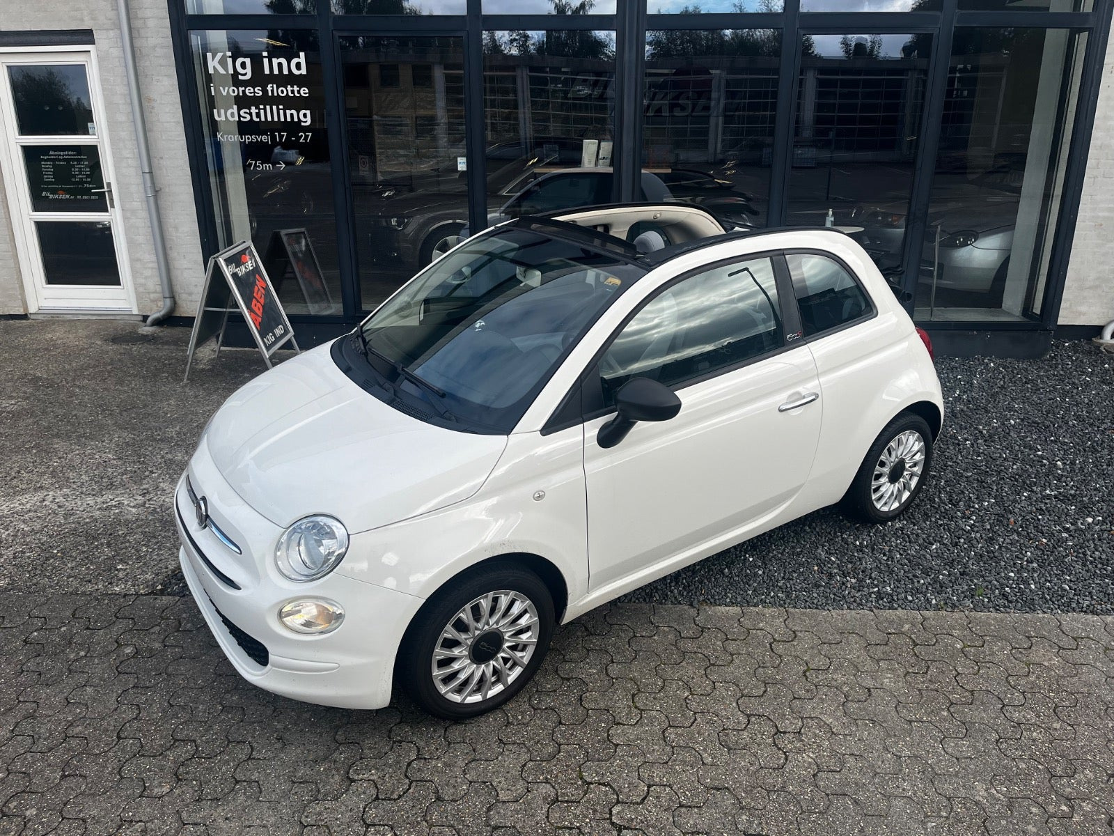 Hvid Fiat 500C fra 2018