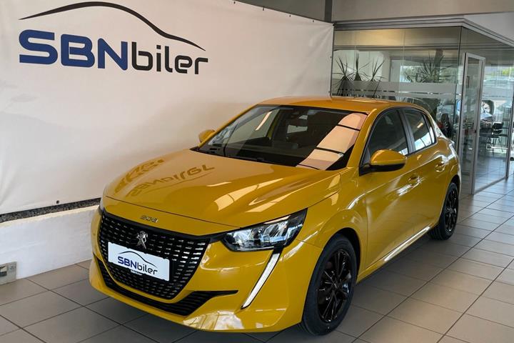 Gul Peugeot 208 fra 2021