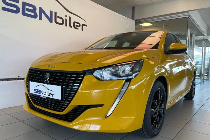 Gul Peugeot 208 fra 2021